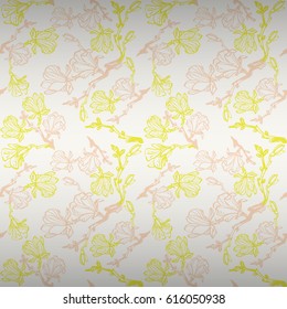 Summer girly ornamental seamless pattern in chinese floral style. Vector background. Knotty mosaic repeatable backdrop.