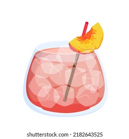 Summer glass of cocktails with ice. Cold beverage, cocktail party drinks, fruit decoration vector illustration