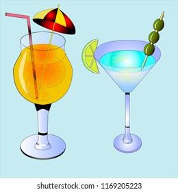 Summer glasses coctails vector