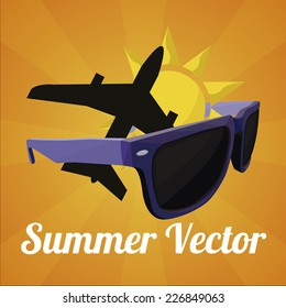 summer glasses over orange color background