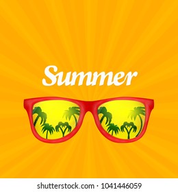 summer glasses reflection of palms. vector