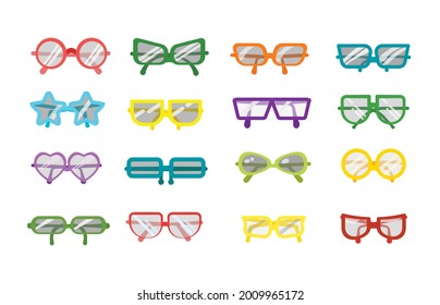 summer glasses set of various shapes and colors