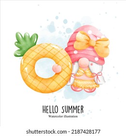 Summer gnome, Hello Summer vector illustration