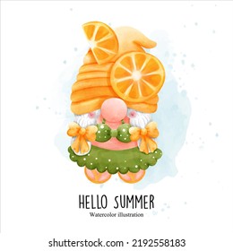 Summer gnome, Hello Summer vector illustration