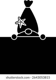 Summer gnome holding blank sign silhouette design.
Beach gnome silhouette isolated.     
Transparent background