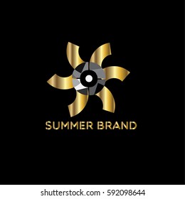 Summer golden vector logo design template