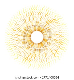 Summer golden yellow disk background with rays sun light burst. Hot with space for your message. Vector illustration EPS 10 for design presentation, brochure layout page, cover book or magazine