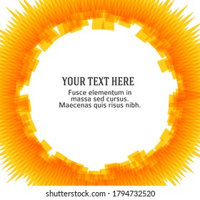 Summer golden yellow disk background with rays sun light burst. Hot with space for your message. Vector illustration EPS 10 for design presentation, brochure layout page, cover book or magazine