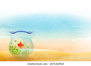 Summer goldfish water background 