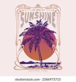 Summer good vibes Beach Paradise Print t shirt graphics design, Vintage Beach Vector, Summer tropical women's, girls Retro T-shirt Design, summer vibes hand draw, Hawaii, Aloha surf typograph