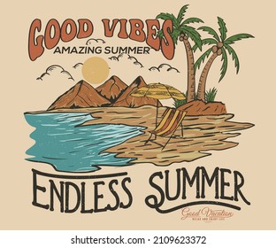 Summer good vibes Graphic print design for t shirt and others. 