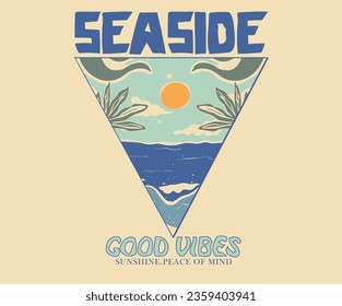 Summer good vibes graphic print design. Abstract poster design. Seaside t-shirt design.