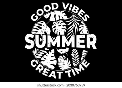 summer good vibes leaf retro vintage illustration