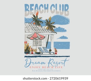 Sommer gute Stimmung Vektorgrafik-Design für Poster. Frohe Feiertage. Willkommen im Sommer Paradies Design. Strandbad. Strandparadies. Palmenskizze. Traumstrand. 