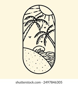 Summer with good view nature line graphic illustration art t-shirt design