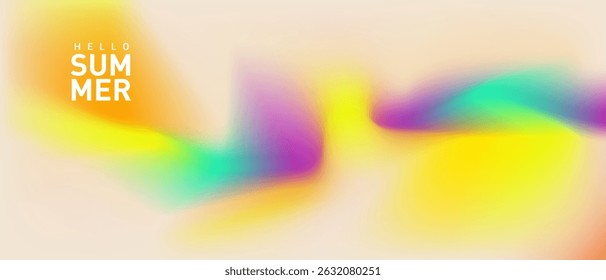 Summer Gradient Design. Fluid Texture with Pink, Orange, Green, Yellow  Colors. Background Retro Art for Advertising, Web, Social Media, Poster, Banner, Cover. Vector Illustration