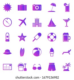 Summer gradient icons on white background, stock vector
