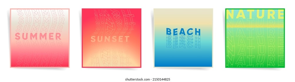 Diseño de neón gradiente de verano para fondo de afiches, publicaciones cuadradas en medios sociales, marcos estéticos borrosos y carteles decorativos. Creativos de cobertura vectorial mínima vertical duotona.