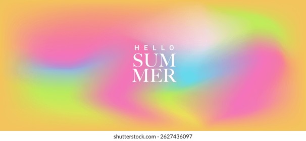 Padrão de gradiente de verão Líquido. Design de arte abstrata moderna para vendas, cartaz, cabeçalho, capa, mídia social, anúncios de moda. Plano de fundo horizontal do vetor