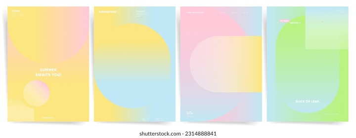 Gradiente de verano Colores suaves fondos con elementos geométricos para temporada de verano Resumen de diseño gráfico creativo. Cartel de la cubierta del vector o colección de folletos.