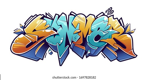Summer Graffiti Lettering Vector Art. Juicy 3D letters in wild style isolated on white. Vector illustration.