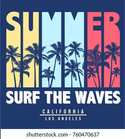 summer graphic palms surf typography