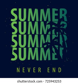 Summer graphic with palms. T-shirt design and print