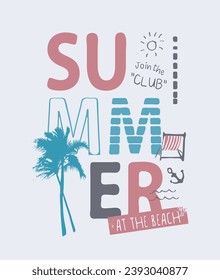 summer graphic slogan with palm tree silhouette vector illustration for fashion print