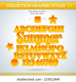 Summer Graphic Styles for Design. Graphic styles can be use for decor, text, title, cards, events, posters, icons, logo and other.