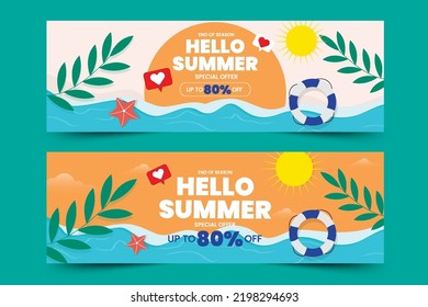 Plantilla gráfica de verano Diseño editable, sencillo y elegante de verano
