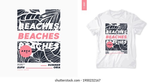 Summer graphic t-shirt design, tropical print, vector illustration.