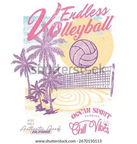 Summer graphics. hand drown volleyball . Women's Volleyball tee t shirt design. vintage retro sporty artwork. Volleyball theme design for sport lovers stuff and perfect gift 