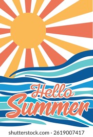 Summer graphics, Hello summer, surf's up' beach time, here comes the sun