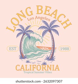 summer graphics print artwork. big waves t-shirt design. ride the waves slogan. men's graphic design. Hawaii beach vibes print design. beach tee for sea vibes, women's graphics. vintage t-shirt.  