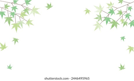 Summer green autumn leaves background illustration.