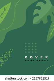 Summer green  background with copy space for text,liquid shapes, leaves and plants elements. Modern minimal design vector templates for banner,sale, poster,cover, card,print, flyer, social media post