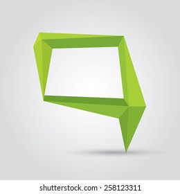 summer Green Conceptual polygonal geometric speech bubble. Abstract vector Illustration, low poly style. Stylized design element. Background design for banner, poster, flyer, cover, brochure.