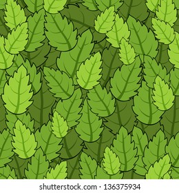 Summer green foliage seamless pattern, many leaves