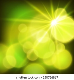 Summer green lime background with soft rays sun light. Hot with space for your message. Vector illustration EPS 10 for design presentation, brochure layout page, cover book or magazine