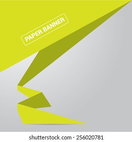 summer green origami paper speech bubble or web banner .vector illustration