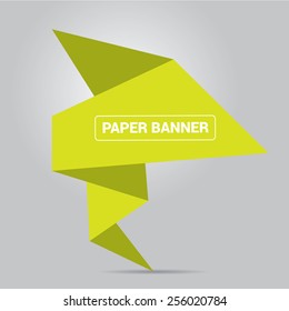 summer green origami paper speech bubble or web banner .vector illustration