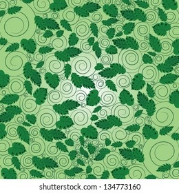 Summer green pattern with leaves