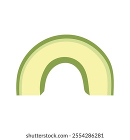 Summer green slice of avocado. Hand drawn cartoon fruit illustration.
