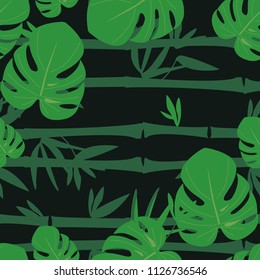 Summer green tropical forest leaves bright mood seamless pattern, background  for fashion fabric ,wallpaper book or card 