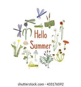  summer greeteng frame, flowers