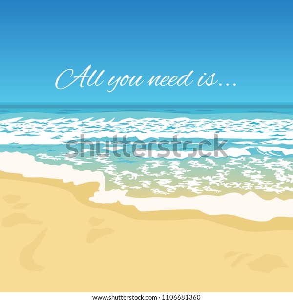 Summer Greeting Beach View Typography Quote Stock Vector