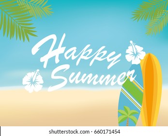 Summer greeting card of beach