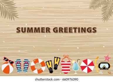 Summer greeting card of beach