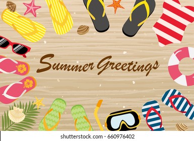 Summer greeting card of beach