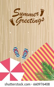 Summer greeting card of beach